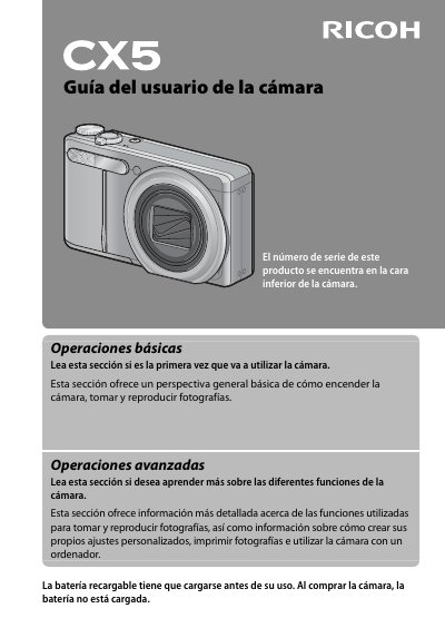 Ricoh CX5 Camera User Manual - cover page
