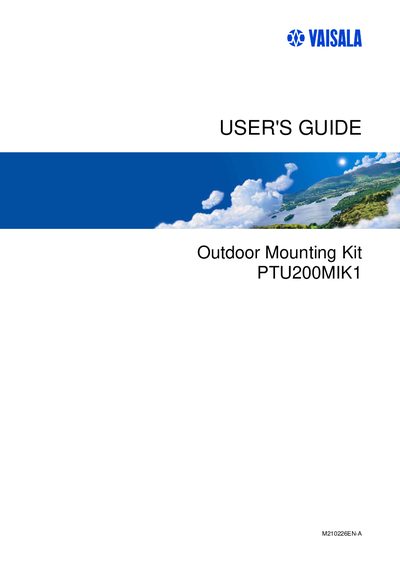 Vaisala PTU200MIK1 Outdoor Mounting Kit User Guide - cover page