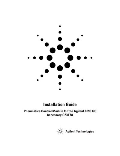 Agilent G2317A Pneumatics Control Module Installation Guide for the Agilent 6890 GC - cover page