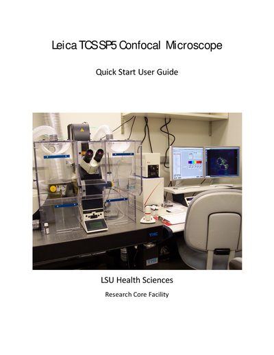 Leica TCS SP5 Confocal Microscope Quick Start Guide - cover page