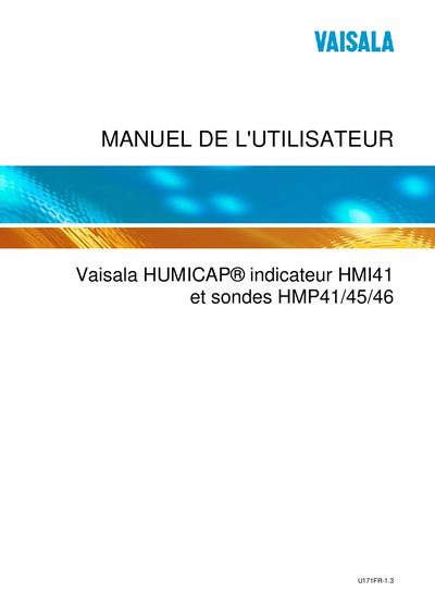 Vaisala HMI41/45/46 User Manual - cover page
