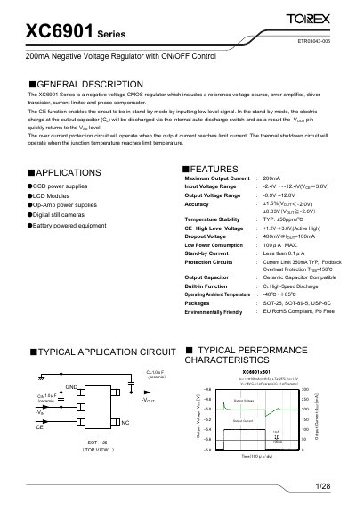 Torex XC6901 Series Negative Voltage Regulator Datasheet - cover page