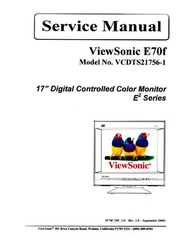 ViewSonic E70f Monitor Service Manual - cover page
