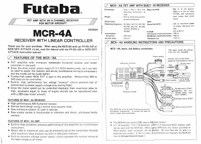Futaba MCR-4A FET Amplifier with Built-in Receiver User Manual - cover page
