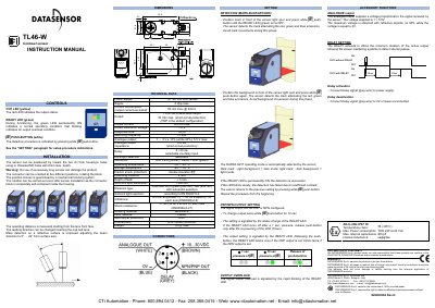 Datasensor TL46-W Contrast Sensor Instruction Manual - cover page