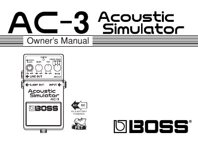 BOSS AC-3 Acoustic Simulator Owner's Manual - cover page