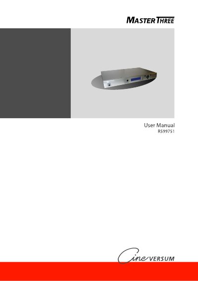 CineVERSUM R599751 Master Three User Manual - cover page