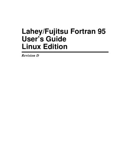 Lahey Fujitsu Fortran 95 User Guide - cover page