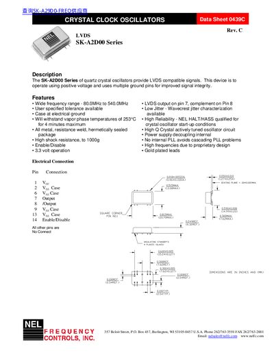 NEL SK-A2D00 Series LVDS Data Sheet - cover page