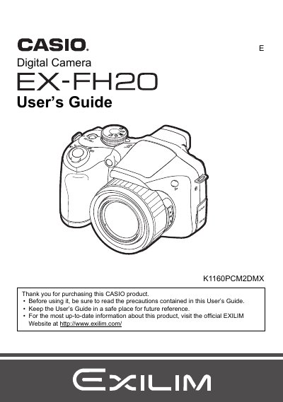 Casio EX-FH20 Digital Camera User's Guide - cover page