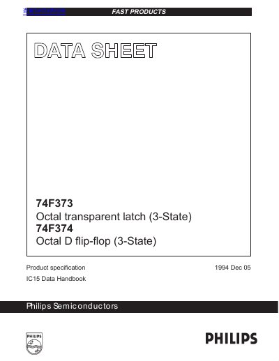Philips 74F373/74F374 Octal Latch/Flip-Flop Datasheet - cover page