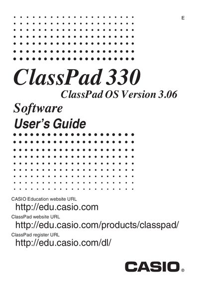 Casio ClassPad 330 User's Guide - cover page