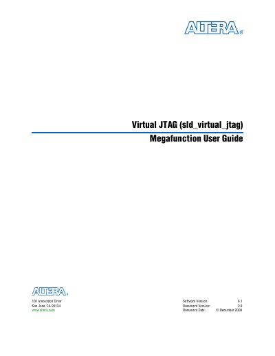 Altera SLD_VIRTUAL_JTAG Megafunction User Guide - cover page