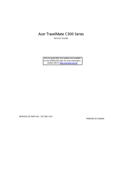 Acer TravelMate C300 Service Guide - cover page