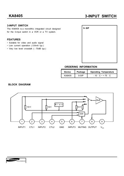 KA8405 3-INPUT SWITCH Datasheet