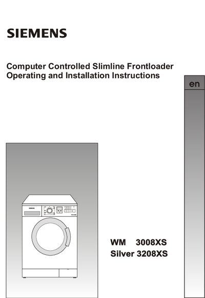Siemens WM 3008XS Silver 3208XS User Manual - cover page