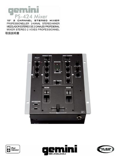 Gemini PS-424X Stereo Mixer User Manual