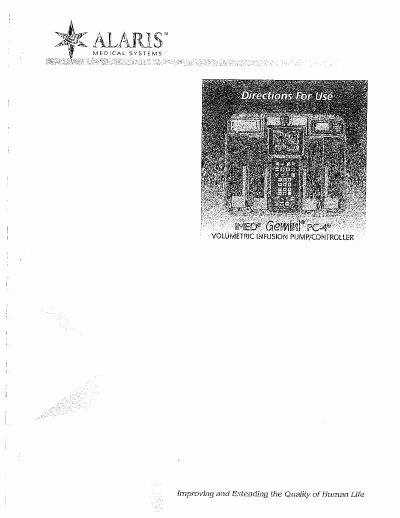ALARIS GEMINI PC-4 Volumetric Infusion Pump/Controller User Manual - cover page