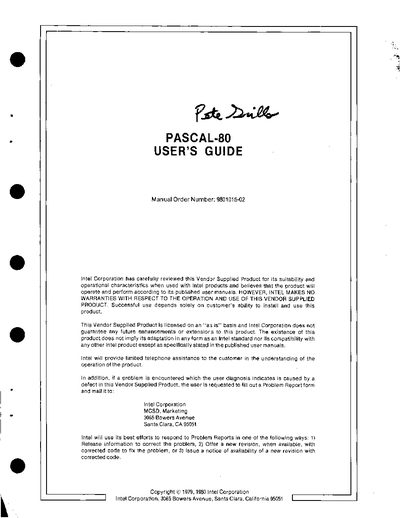 Intel PASCAL-SO User's Guide cover