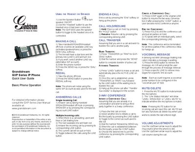 Grandstream GXP Series IP Phone Quick User Guide - cover page
