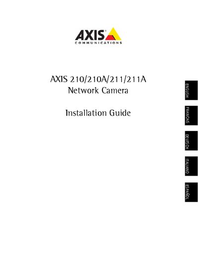 Axis 210/210A/211/211A Network Camera Installation Guide - cover page