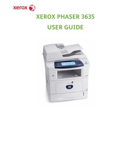 Xerox Phaser 3635 User Guide - cover page