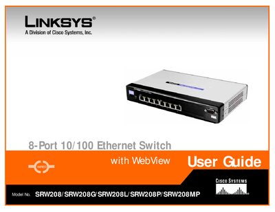 Linksys SRW208/SRW208G/SRW208L/SRW208P/SRW208MP Manual - cover page