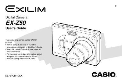 Casio EX-Z50 Digital Camera User's Guide - cover page