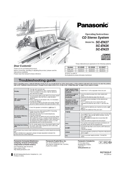Panasonic SA-EN27/SC-EN26/SA-EN25 Manual - cover page