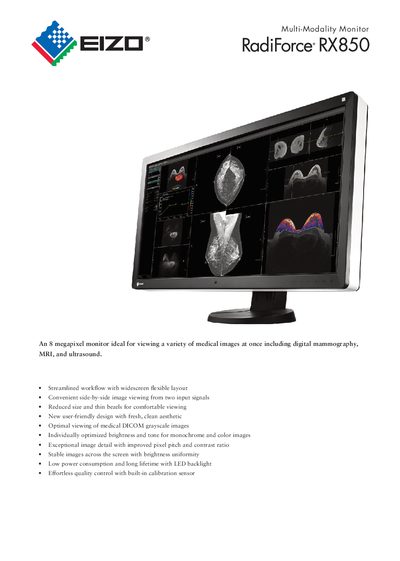 EIZO RadiForce M1721-8M2-31W Medical Monitor Datasheet