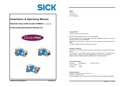 SICK ATM60-D Installation & Operating Manual cover