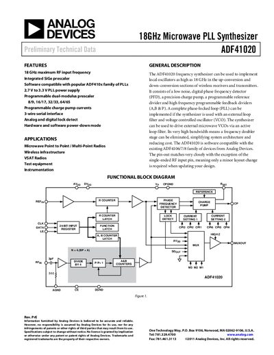 Analog Devices ADF41020 Handbook - cover page