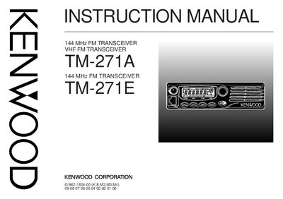 Kenwood TM-271A/TM-271E VHF FM Transceiver Instruction Manual - cover page