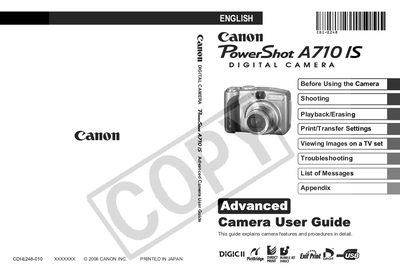 Canon PowerShot A710 IS Digital Camera User Manual - cover page
