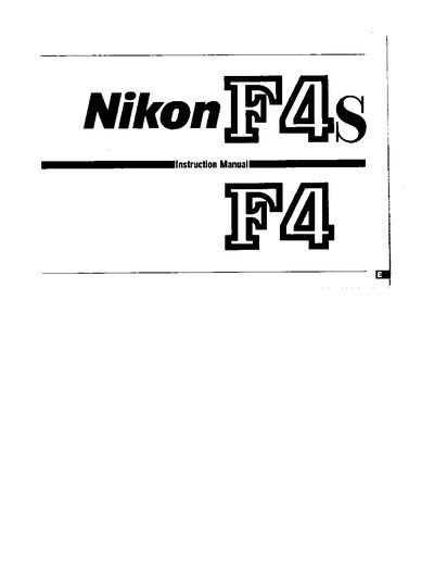 Nikon F4S/F4 Manual - cover page