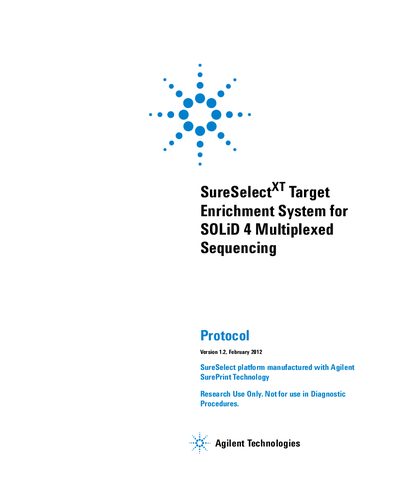 Agilent SureSelectXT Target Enrichment System for SOLiD 4 User Guide - cover page