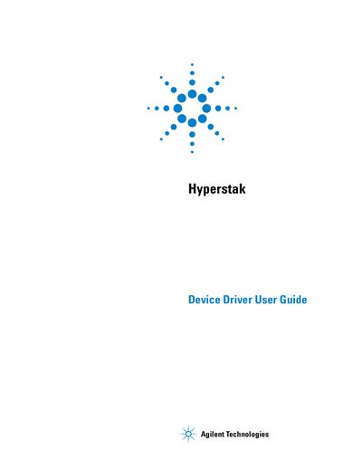 Agilent HyperStak Device Driver User Guide - cover page
