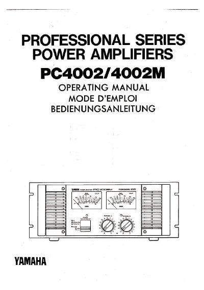 Yamaha PC4002/4002M Power Amplifier Operating Manual - cover page