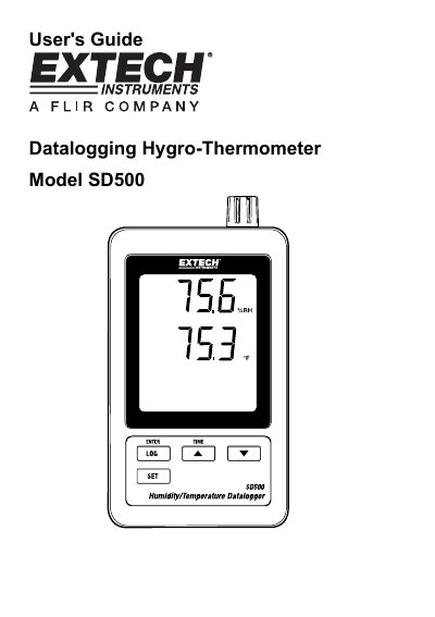 Extech SD500 Datalogging Hygro-Thermometer User's Guide - cover page