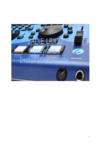 SADiE LRX2 Hardware Installation Guide - cover page