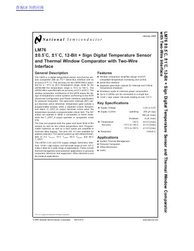 National Semiconductor LM760 High Speed Differential Comparator Datasheet - cover page