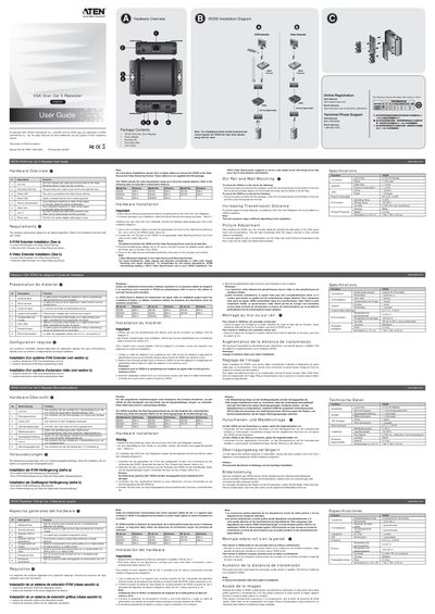 ATEN VE550 VGA Over Cat 5 Repeater User Manual - cover page