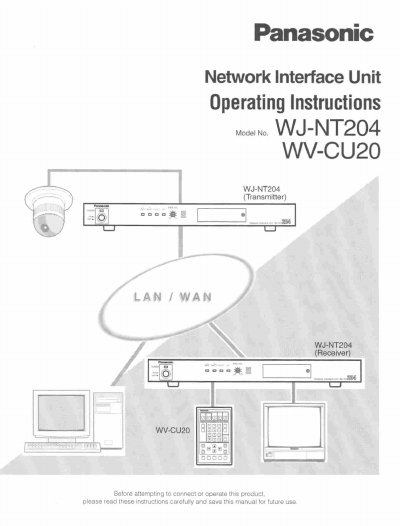 Panasonic WJ-NT204 Network Interface Unit Operating Instructions - cover page
