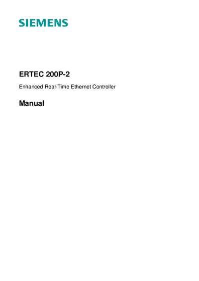 Siemens ERTEC 200P-2 Enhanced Real-Time Ethernet Controller Manual