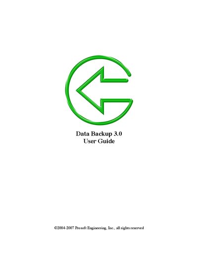 Prosoft Engineering Data Backup 3.0 User Guide - cover page