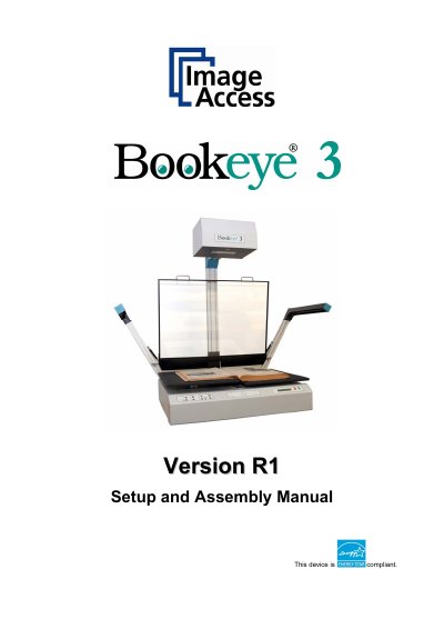 Image Access Bookeye 3 Version R1 Setup and Assembly Manual