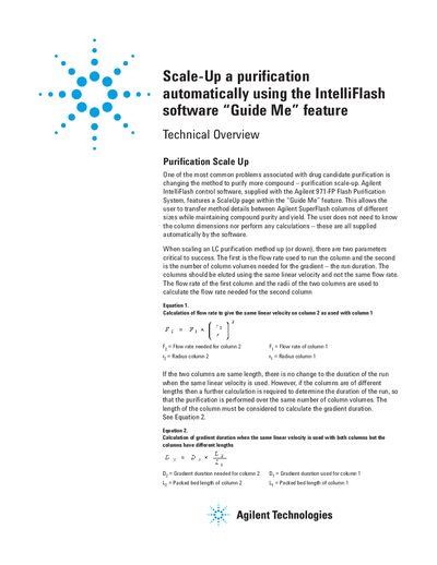 Agilent 971-FP Flash Purification System IntelliFlash Guide Me Scale-Up Feature Guide - cover page