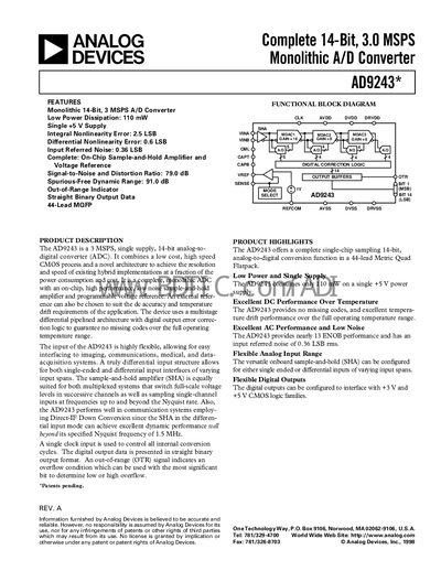 Analog Devices AD9243 Datasheet - cover page