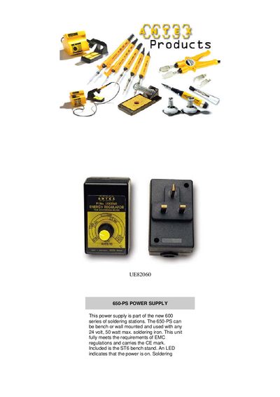 ANTEX UE82060 650-PS Power Supply Product Leaflet