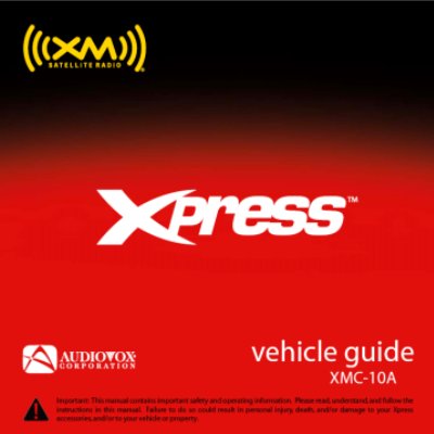 Audiovox XMC-10A Satellite Radio Vehicle Kit Installation Manual - cover page